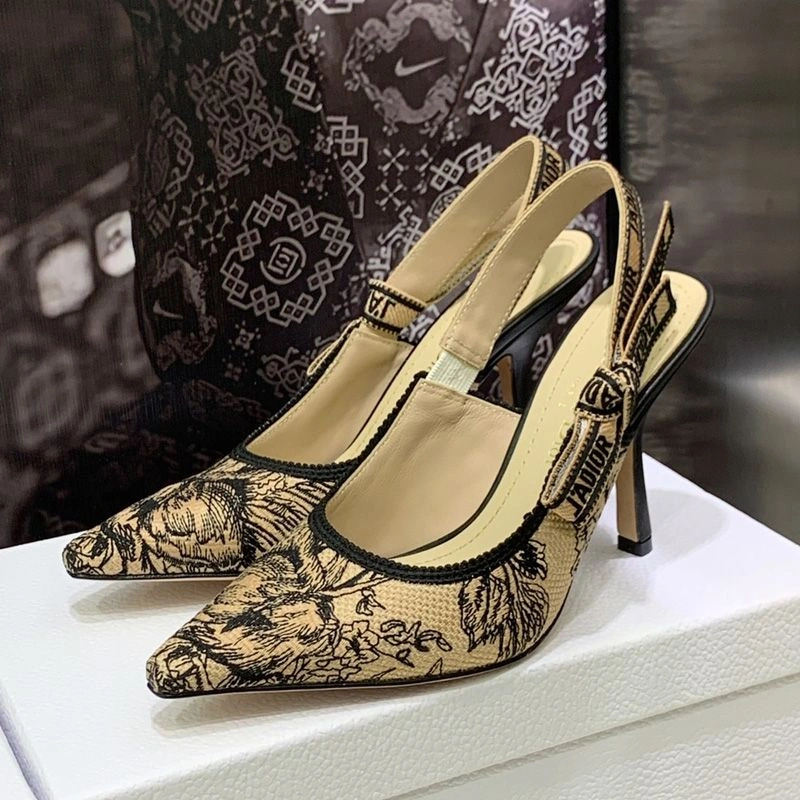 J'Adior Slingback Pumps Women Jardin d'Hiver Motif Canvas Beige ModernLook 2479 - Image 3