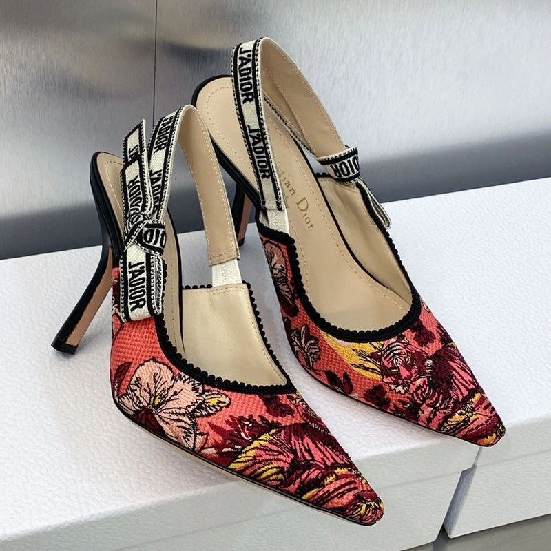 J'Adior Slingback Pumps Women Toile de Jouy Voyage Motif Canvas Pink AllSeason 1054 - Image 3