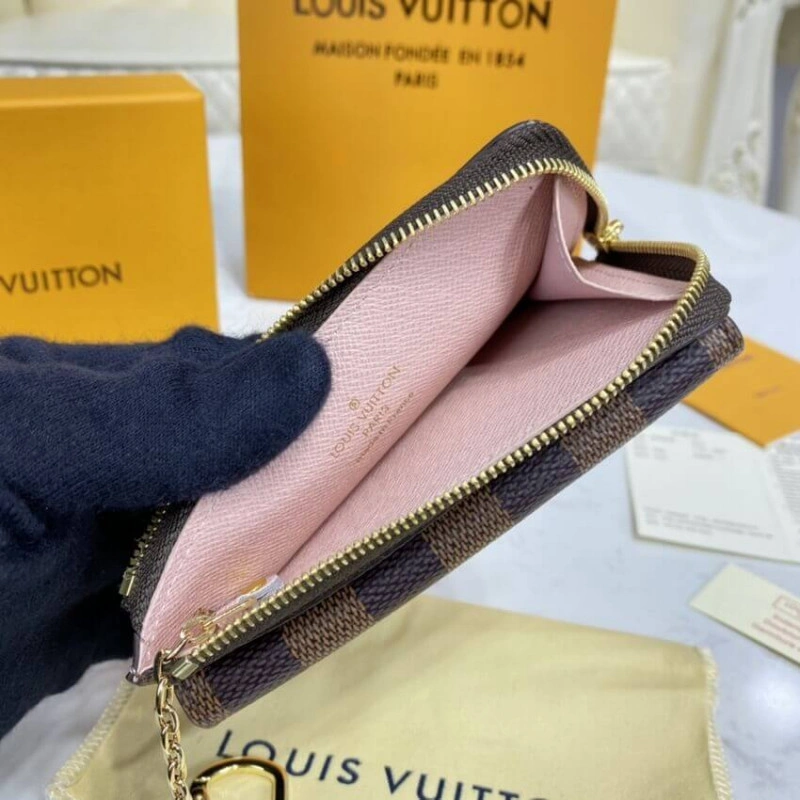 3 card sl Louis Vuitton Damier Ebene Card Holder Recto Verso Pink - Image 10