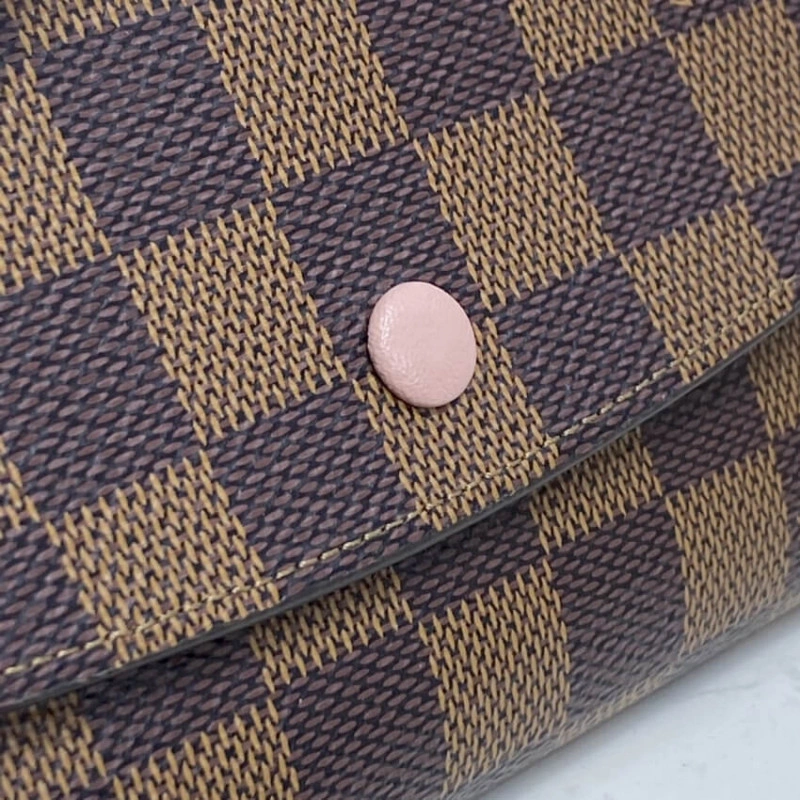 4 credit Louis Vuitton Damier Ebene Emilie Wallet Pink - Image 6