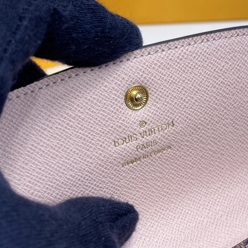4 credit Louis Vuitton Damier Ebene Emilie Wallet Pink - Image 9