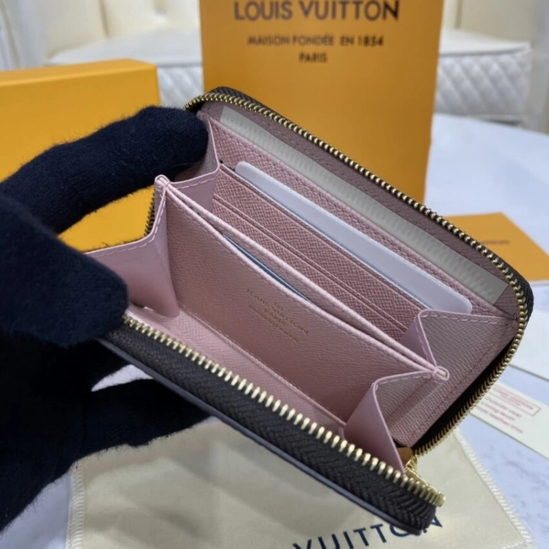 Crafted fr Louis Vuitton Damier Ebene Zippy Coin Purse Pink - Image 10