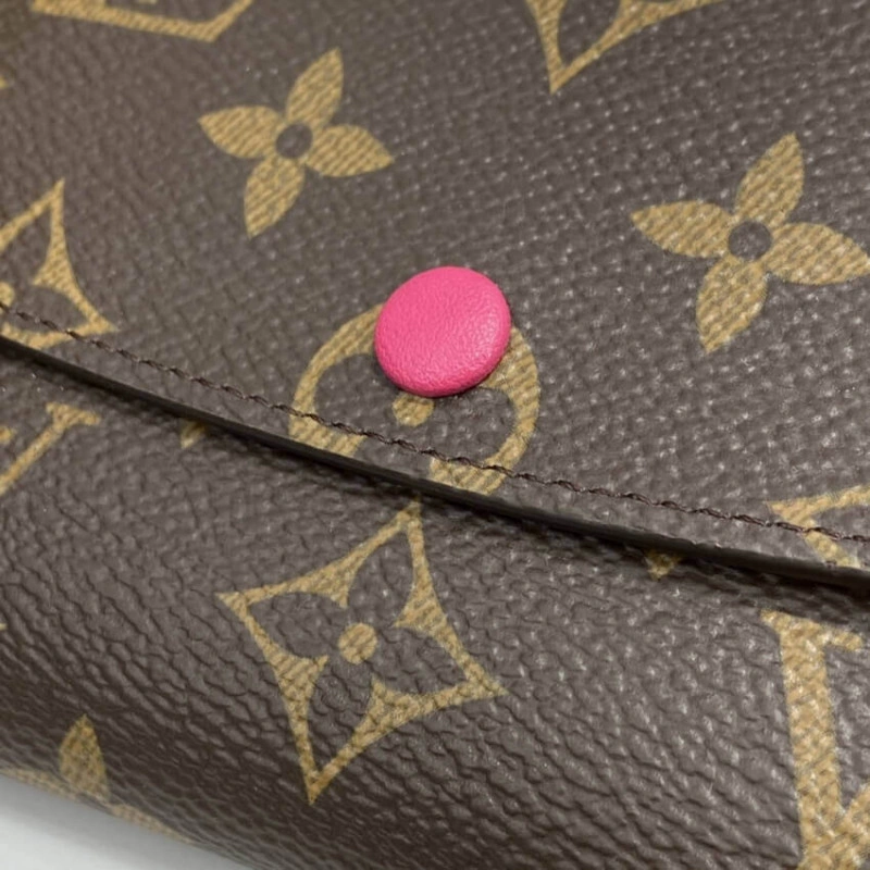 Shiny gol Louis Vuitton Monogram Canvas Emilie Wallet Rose Red - Image 5