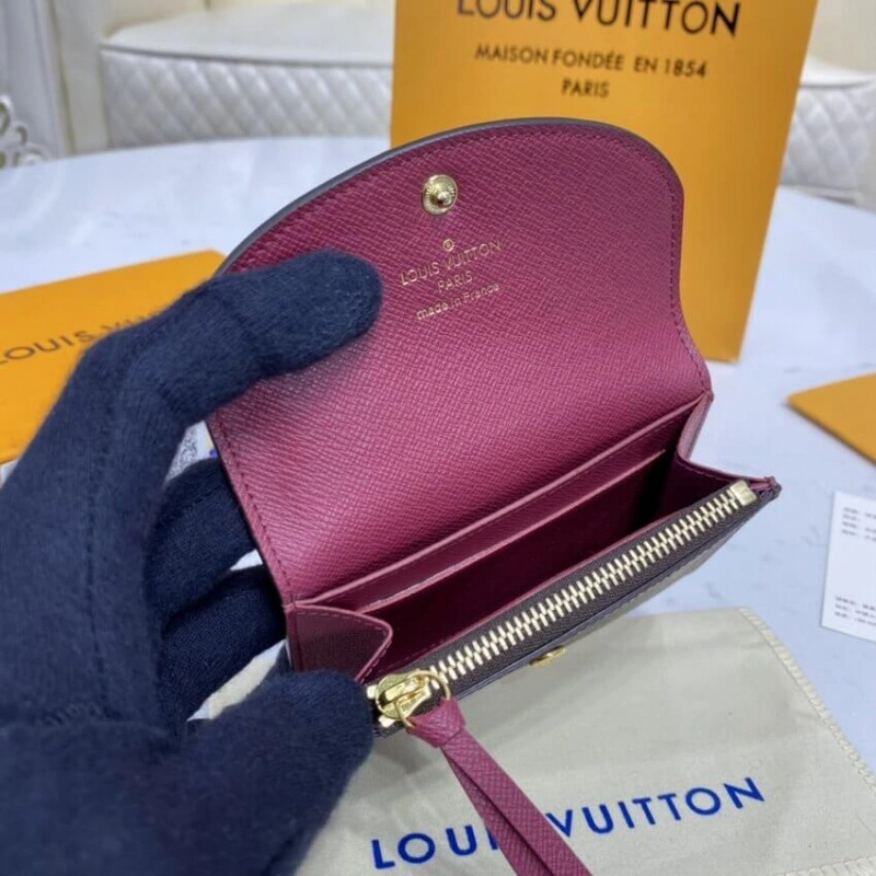 Gusseted Louis Vuitton Monogram Canvas Rosalie Coin Purse Fuchsia - Image 10