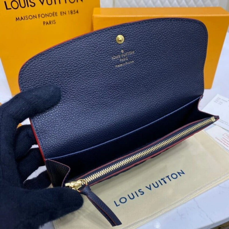 Marine Louis Vuitton Monogram Empreinte Emilie Wallet Marine Rouge - Image 9