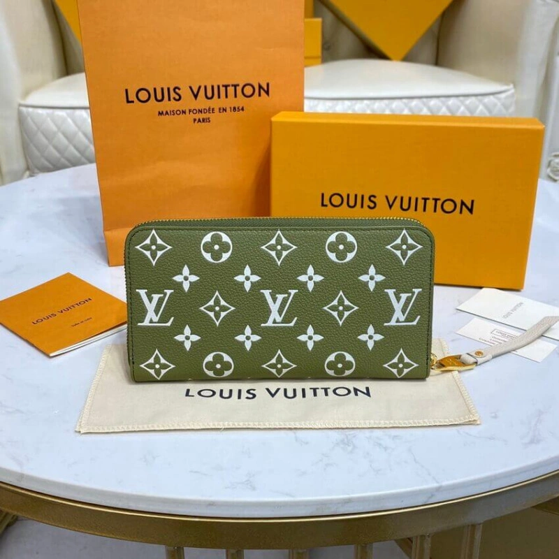 12 card s Louis Vuitton Monogram Empreinte Leather Zippy Wallet Khaki - Image 4