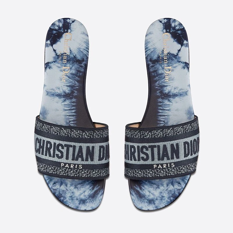 SmartChoice 4320 Christian Dior Dway Slides Women Tie & Dye Motif Canvas Blue - Image 3