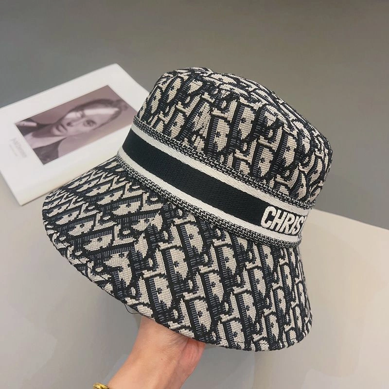 SportInspired 7831 Christian Dior Bucket Hat D-Oblique Motif Cotton Black - Image 3