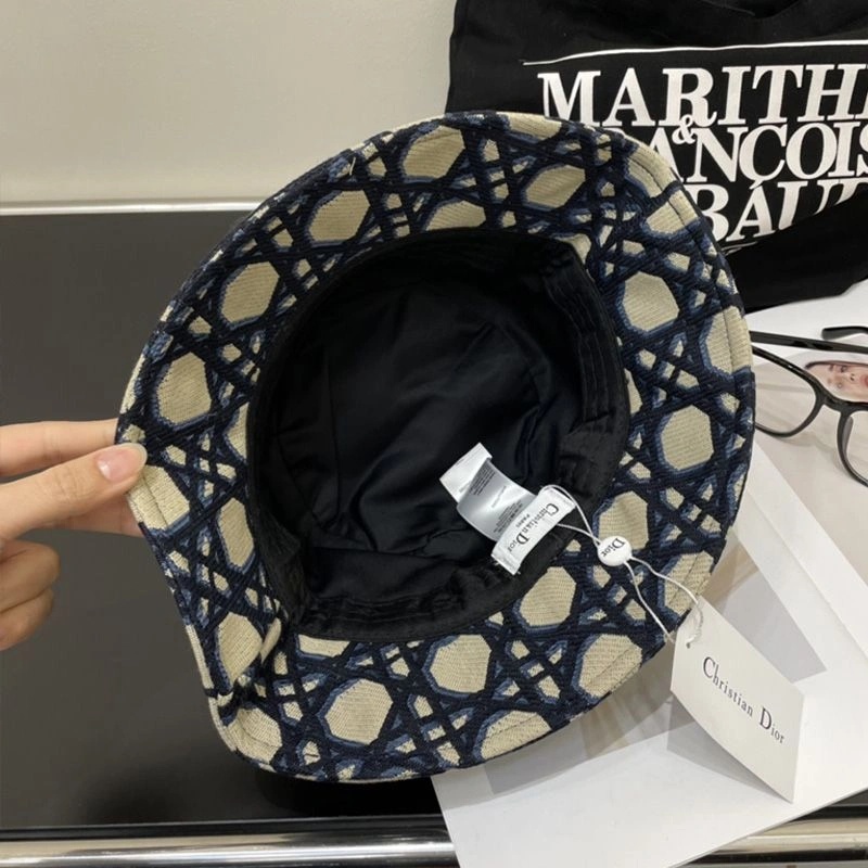 Christian Dior Bucket Hat Macrocannage Motif Cotton Blue - Image 3