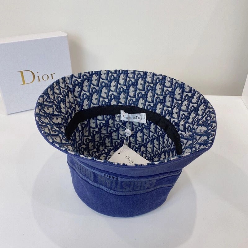 Christian Dior Bucket Hat Oblique Motif Denim Blue - Image 3