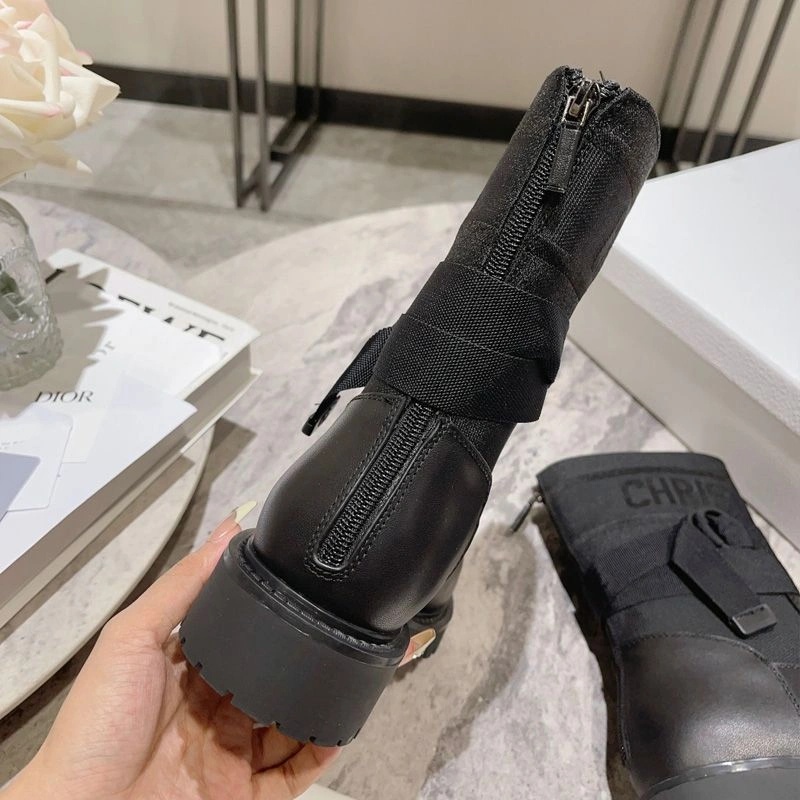 Christian Dior D-Major Ankle Boots Women Technical Fabric and Calfskin Black - Image 3