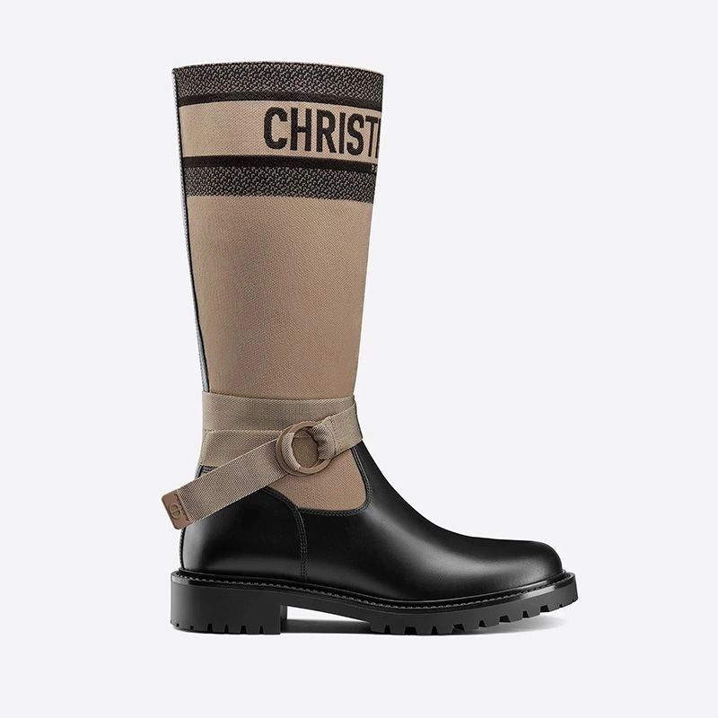 Christian Dior D-Major Boots Women Technical Fabric and Calfskin Beige - Image 3