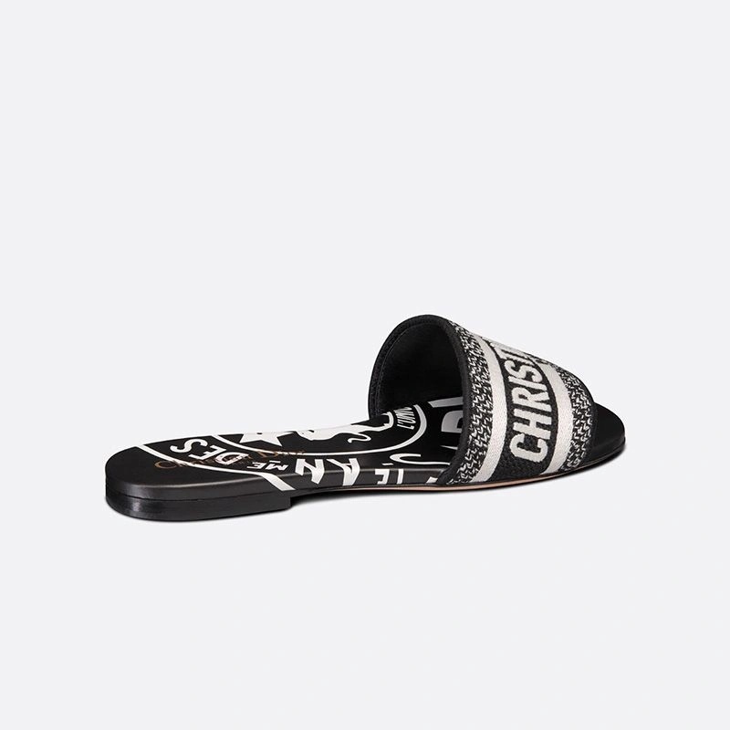 Christian Dior Dway Slides Women Jute Motif Canvas Black - Image 3