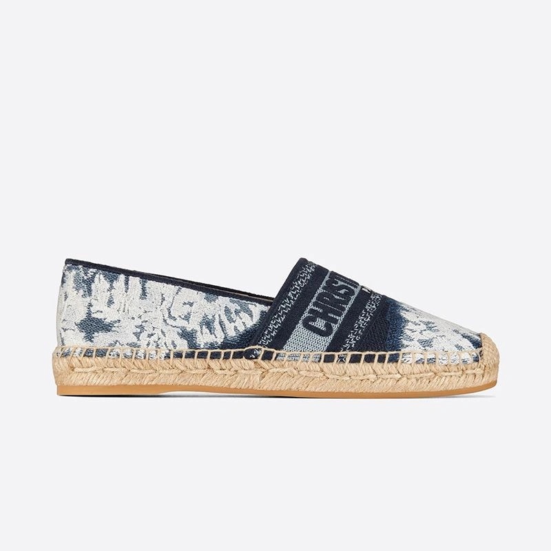Christian Dior Granville Espadrilles Women Tie & Dye Motif Canvas Blue - Image 4