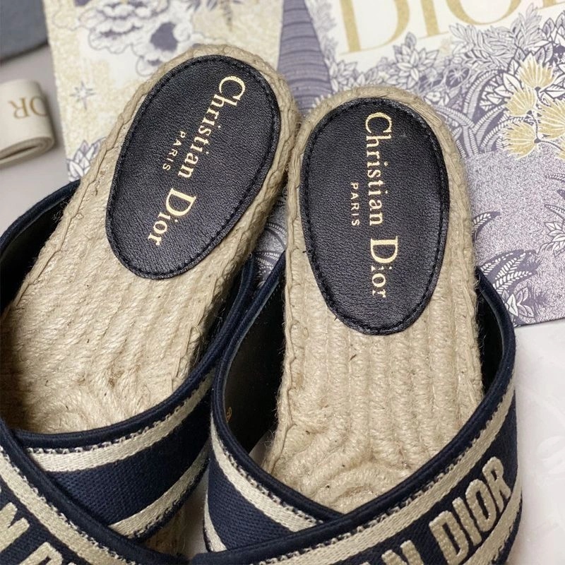Christian Dior Granville Slides Women Cotton Blue - Image 3