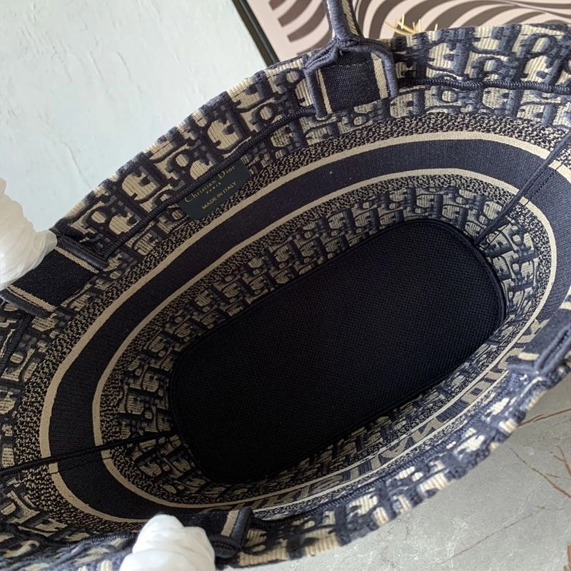 Christian Dior Hat Basket Bag Oblique Motif Canvas Blue - Image 4