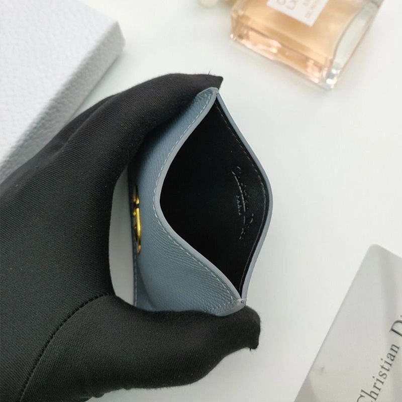 Dior 30 Montaigne Card Holder Grained Calfskin Sky Blue - Image 3