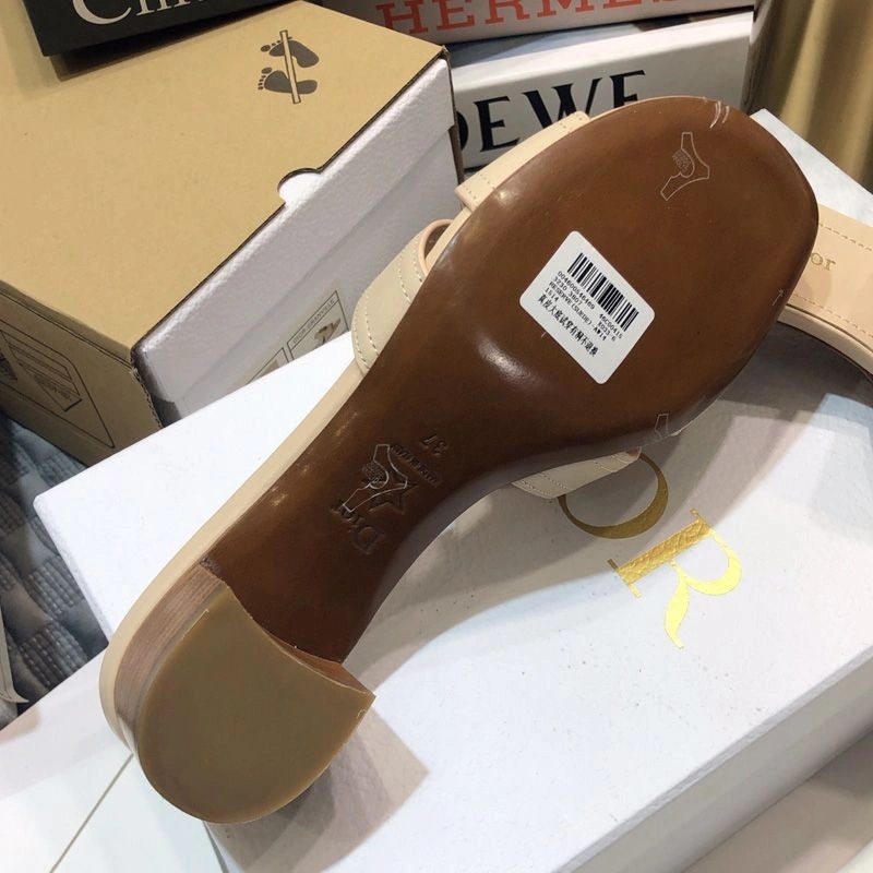 Dior 30 Montaigne Slides Women Calfskin Apricot - Image 5