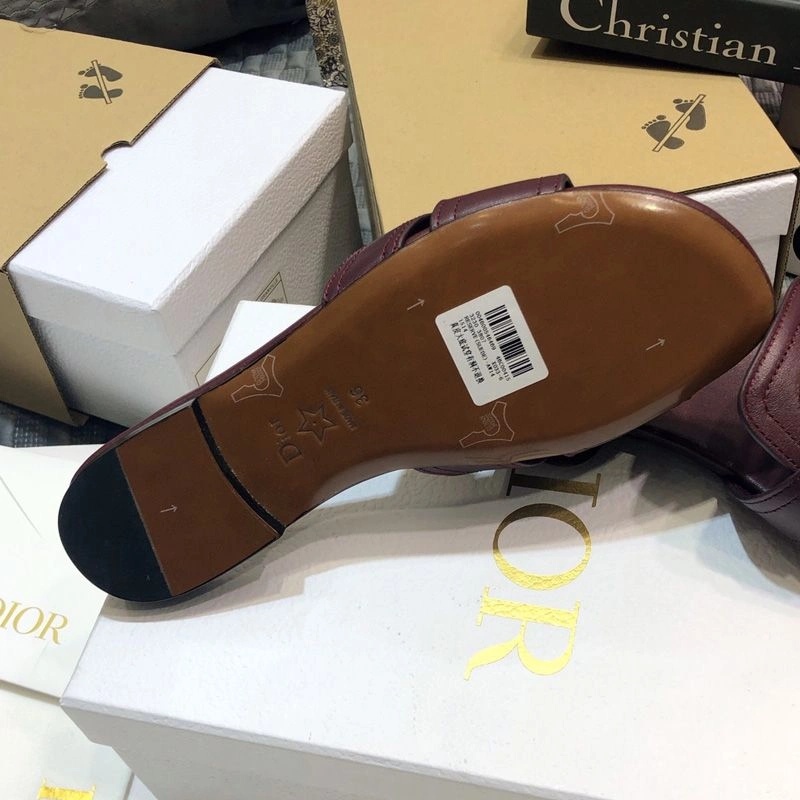 Dior 30 Montaigne Slides Women Calfskin Burgundy - Image 3