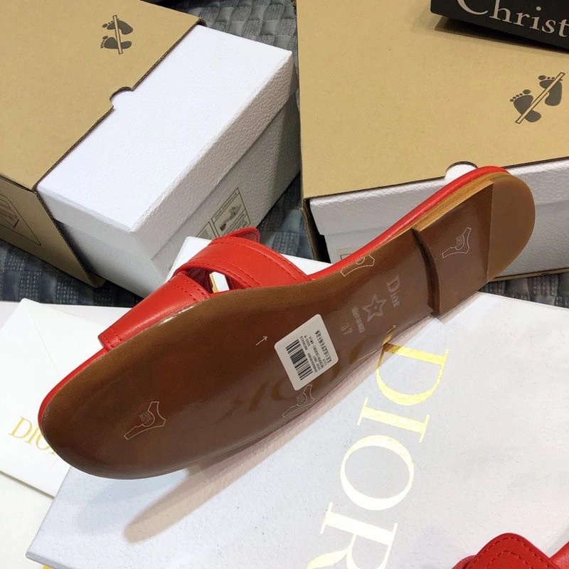 Dior 30 Montaigne Slides Women Calfskin Red - Image 3