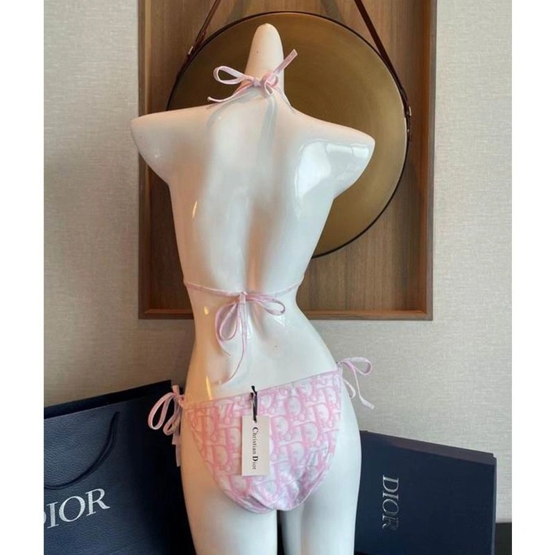 Dior Bikini Women Oblique with Stud Logo Motif Lycra Pink - Image 3