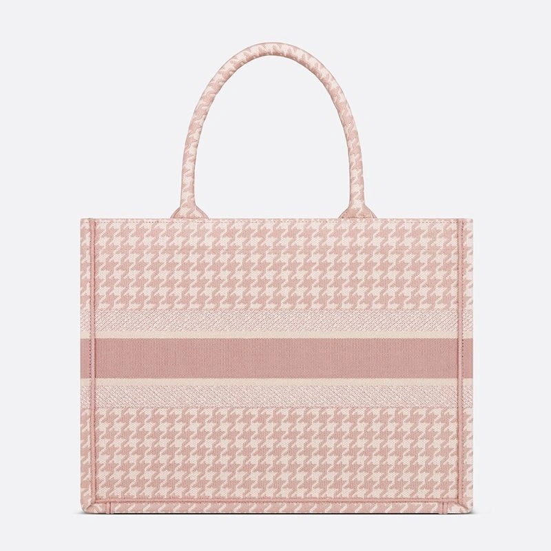 Dior Book Tote Macro Houndstooth Motif Canvas Cherry - Image 3