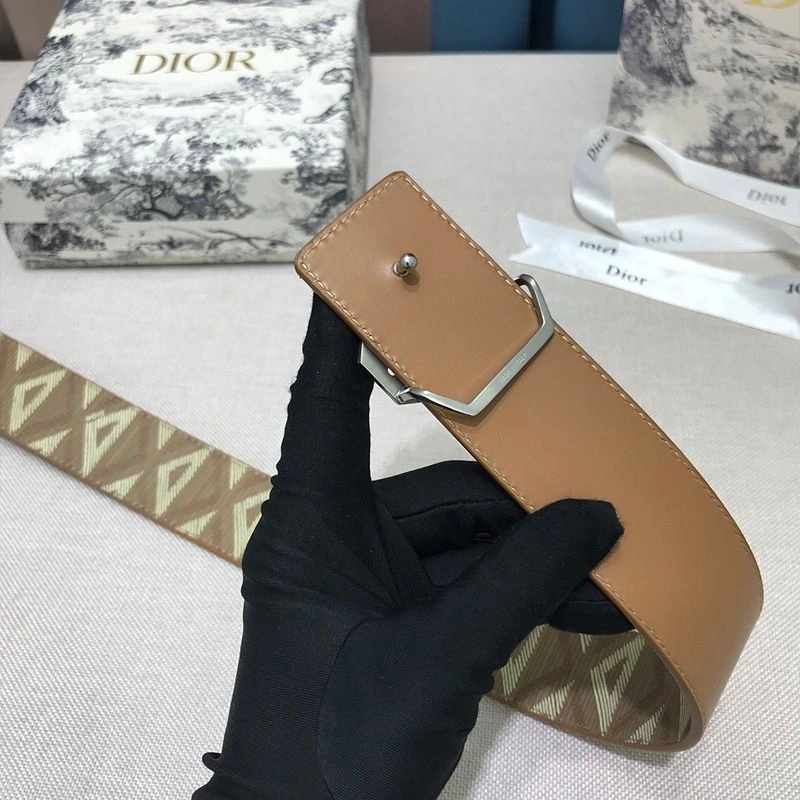 Dior CD Diamond Buckle Reversible Belt CD Diamond Motif Canvas Brown - Image 4