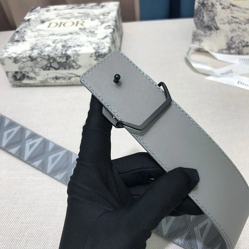 Dior CD Diamond Buckle Reversible Belt CD Diamond Motif Canvas Grey - Image 4