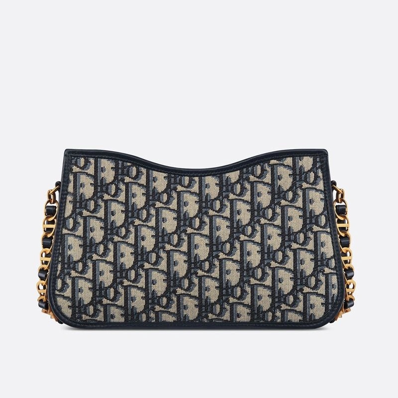 Mini Dior CD Signature Hobo Bag Oblique Motif Canvas Blue - Image 3