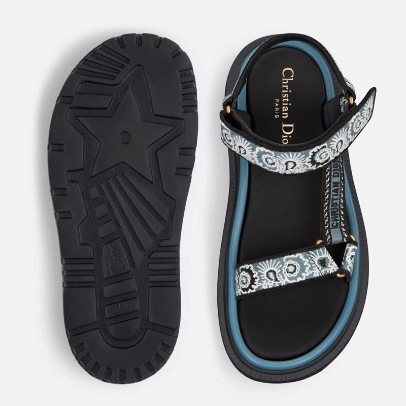 Dior D-Wave Sandals Women Butterfly Bandana Motif Canvas Blue - Image 3
