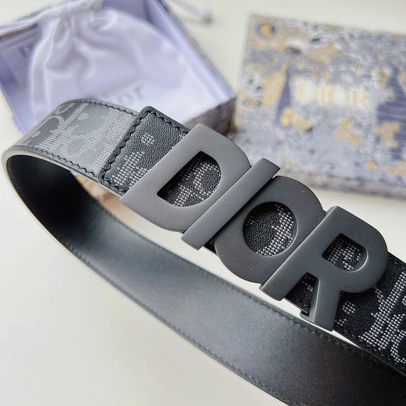 Dior Italic Buckle Reversible Belt Oblique Galaxy Leather Black - Image 3