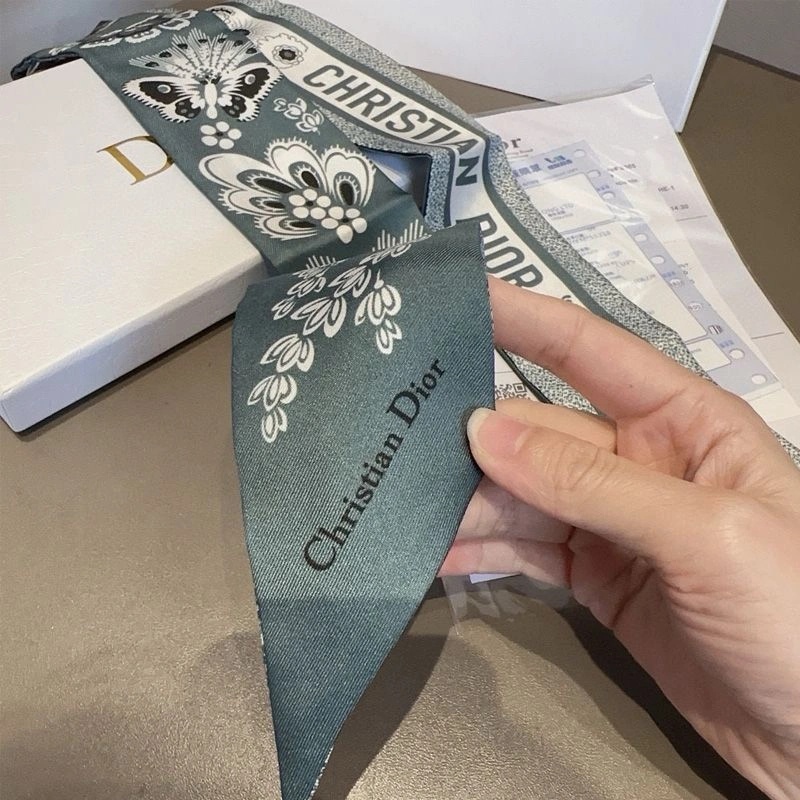 Dior Mitzah Twill Butterfly Bandana Motif Silk Blue - Image 3