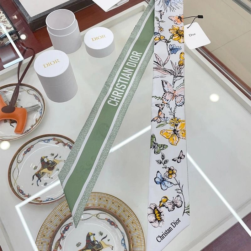 Dior Mitzah Twill Toile de Jouy Mexico Motif Silk White Green - Image 3