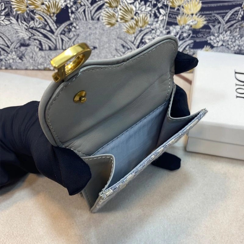 Dior Saddle Three-Fold Wallet Oblique Motif Canvas Grey - Image 3