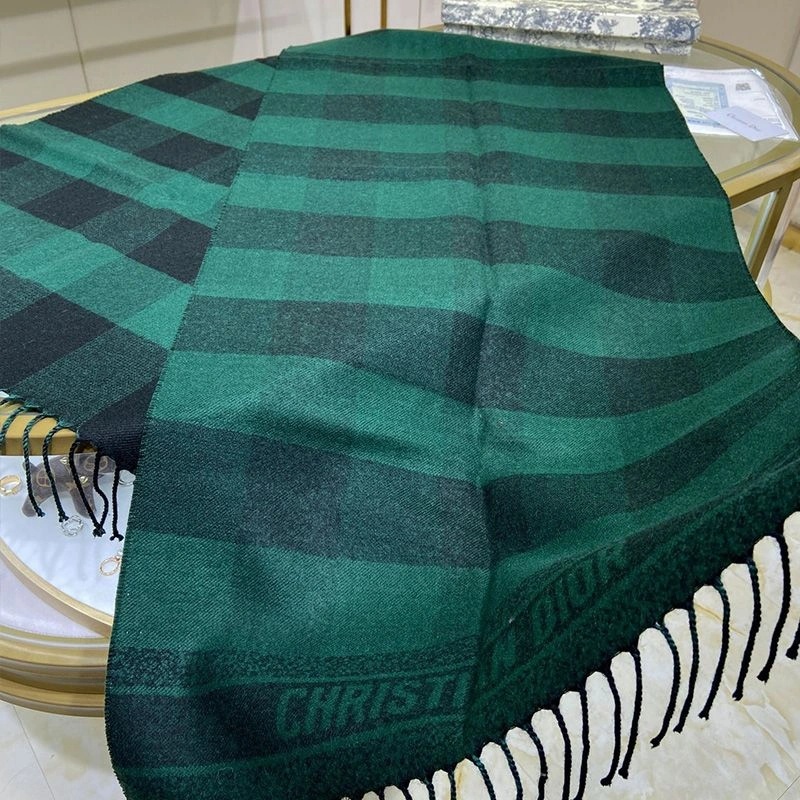 Dior Scarf Check'N'Dior Motif Wool and Angora Green - Image 4