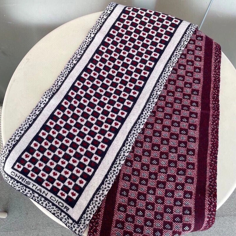 Dior Stole Dioramour D-Chess Hearts Motif Wool Black - Image 3