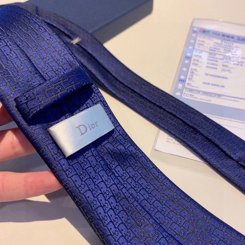 Dior Tie Oblique Motif Silk Navy Blue - Image 3