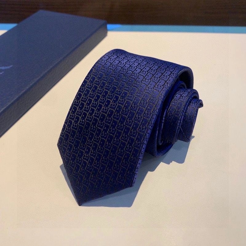 Dior Tie Oblique Motif Silk Navy Blue - Image 4