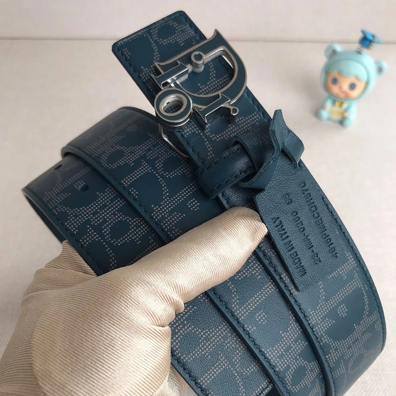 Dior World Tour Reversible Belt Oblique Calfskin Blue - Image 3