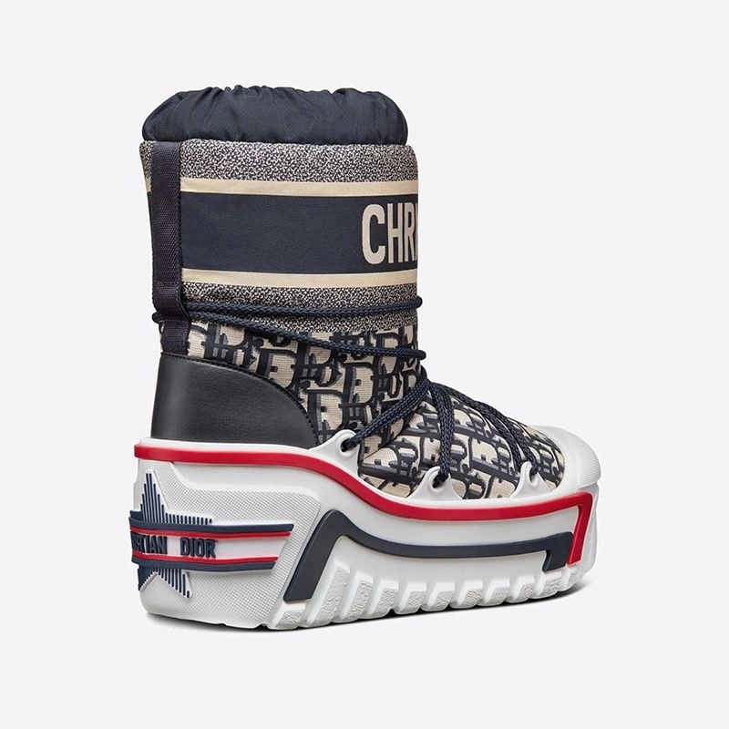 DiorAlps Snow Ankle Boots Women Oblique Shiny Nylon Blue - Image 3