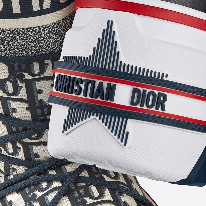 DiorAlps Snow Boots Women Oblique Shiny Nylon Blue - Image 4