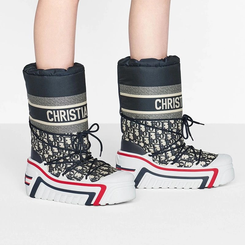 DiorAlps Snow Boots Women Oblique Shiny Nylon Blue - Image 5