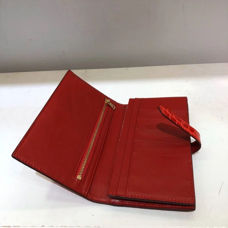 Hermes Bearn Wallet Alligator Leather Gold Hardware In Red - Image 3