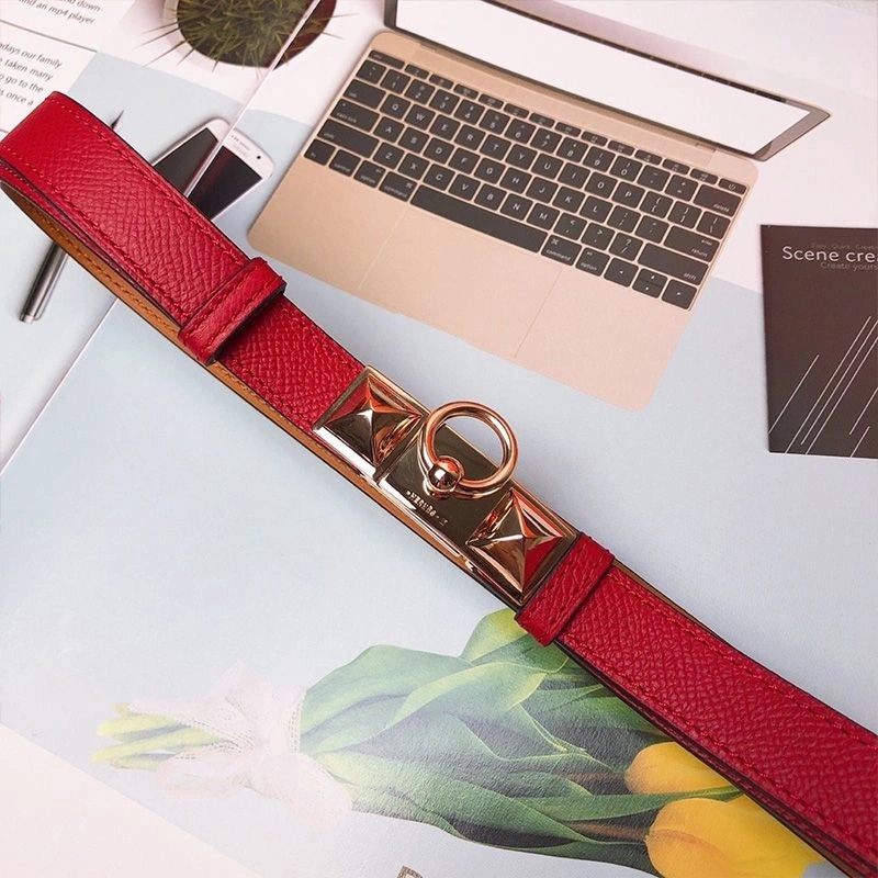 Hermes Collier De Chien 18 Belt Espom Leather In Red - Image 3