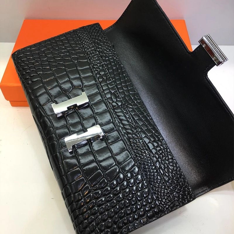 Hermes Constance Wallet Alligator Leather Palladium Hardware In Black - Image 3