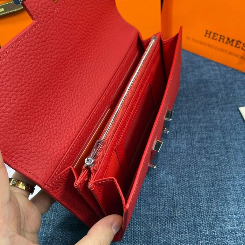 Hermes Constance Wallet Togo Leather Palladium Hardware In Red - Image 4