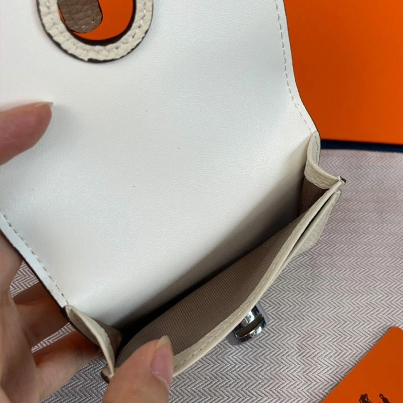 Hermes Dogon Card Holder Togo Leather Palladium Hardware In White - Image 4