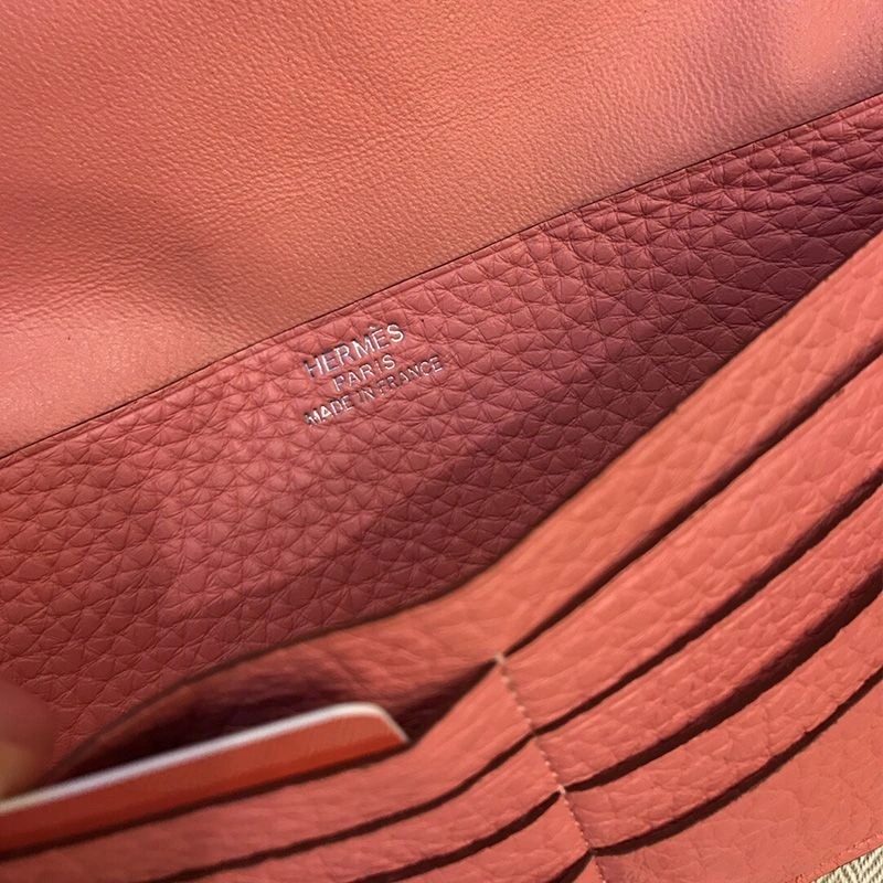 Hermes Dogon Long Wallet Togo Leather Palladium Hardware In Cherry - Image 4