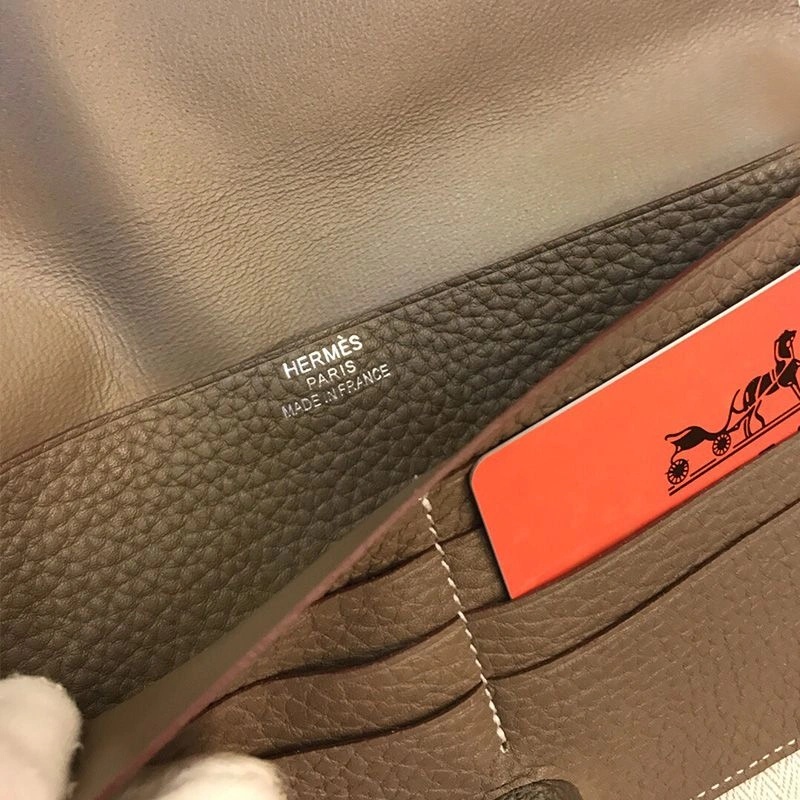 Hermes Dogon Long Wallet Togo Leather Palladium Hardware In Grey - Image 4