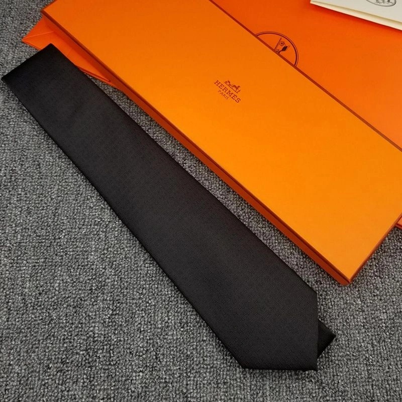 Hermes Faconnee H Bicolore Tie In Black - Image 3